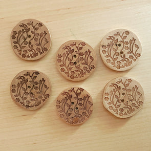 Large Wood Flowers & Stems Buttons