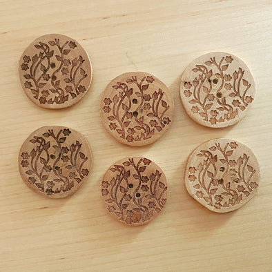Large Wood Flowers & Stems Buttons
