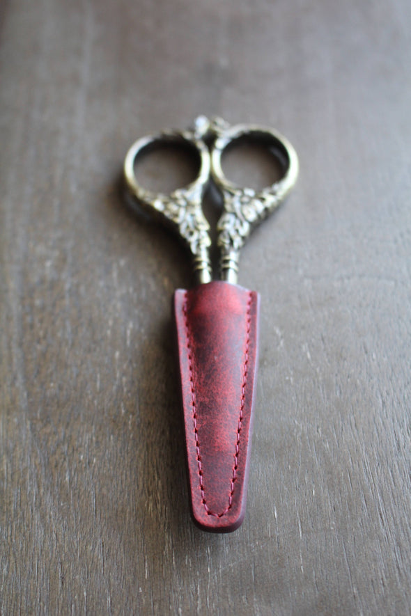 Embroidery Scissors with Leather Sheath