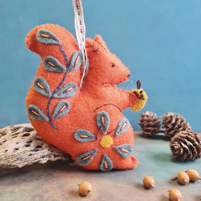 Folk Embroidered Squirrel Felt Craft Mini Kit