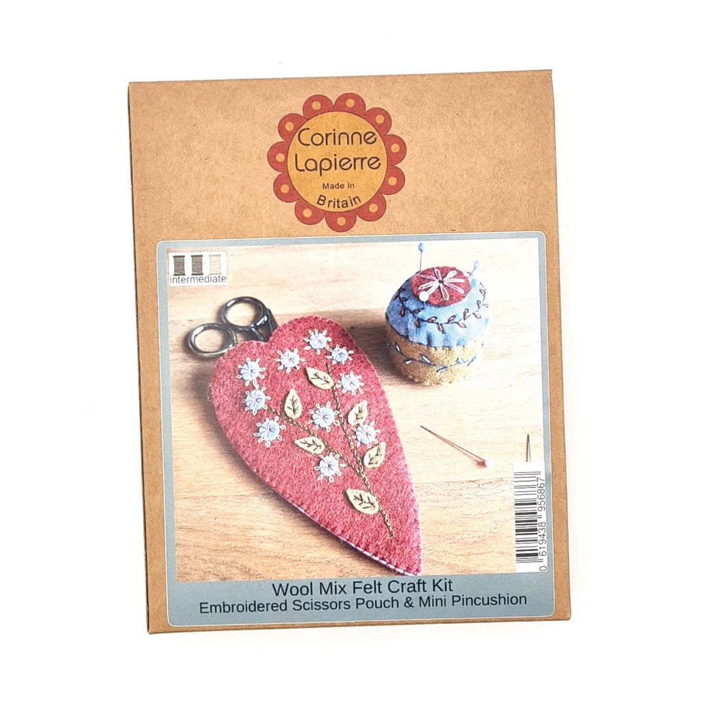 Embroidered Scissors Pouch & Mini Pincushion Felt Craft Kit – EWE fine  fiber goods