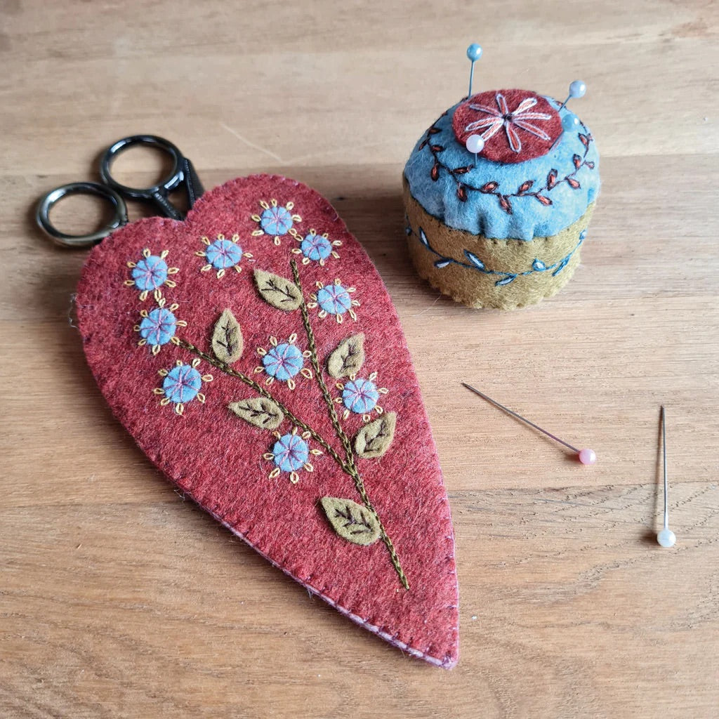 Embroidered Scissors Pouch & Mini Pincushion Felt Craft Kit – EWE fine  fiber goods