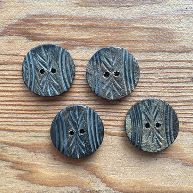 Carved Plume Horn Buttons