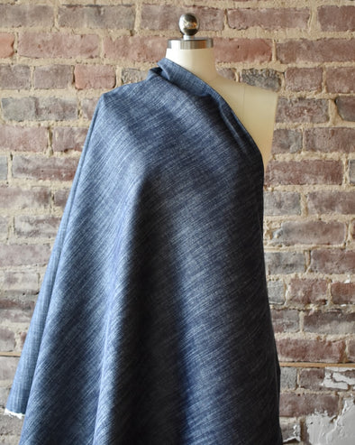 Milano Midnight Cross Hatch Non Stretch Deadstock Italian Denim by the 1/4 yard