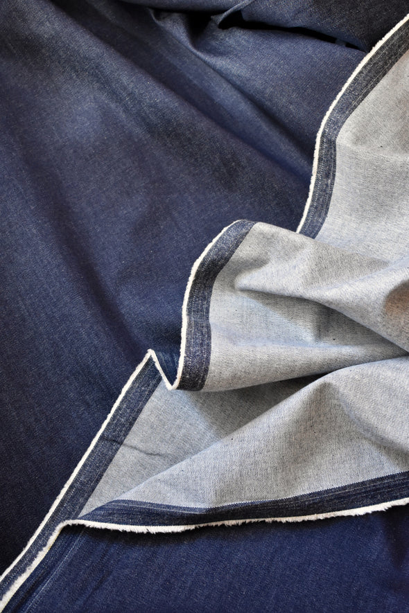 Midnight Indigo Stretch Deadstock Italian Denim by the 1/4 yard