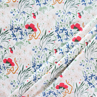 Springtime Printed Organic Poplin by the 1/4 yard