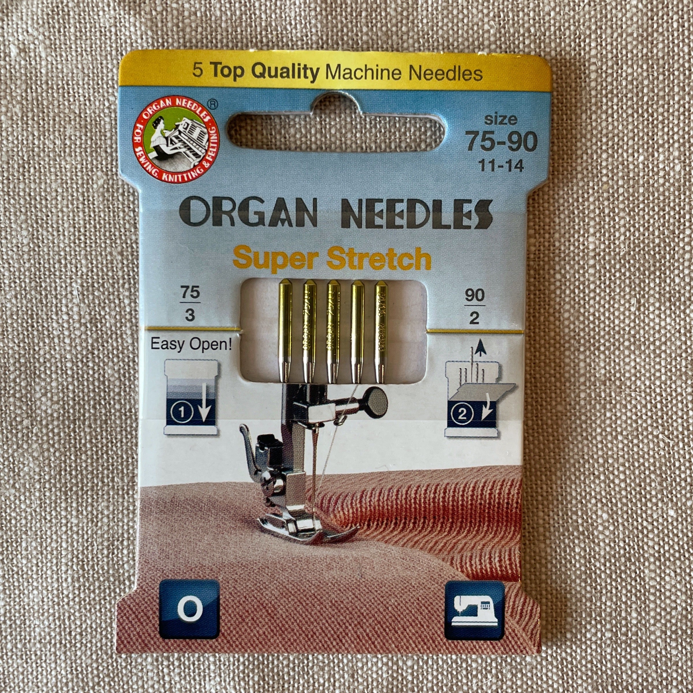 ORGAN Stretch Maschinennadeln 75 und 90, 5 Stück ORGAN Stretch Maschinennadeln 75 und 90, 5 Stück