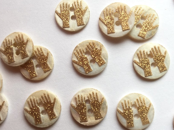 Gold Glitter Hands Buttons