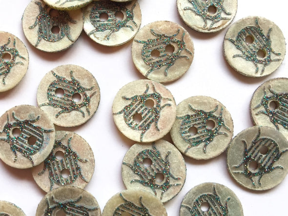 Glittery Beetle Shall Buttons