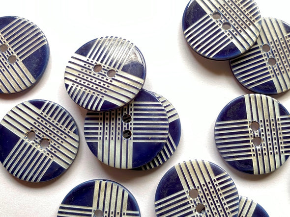 Glossy Navy Blue Textured Shell  Buttons