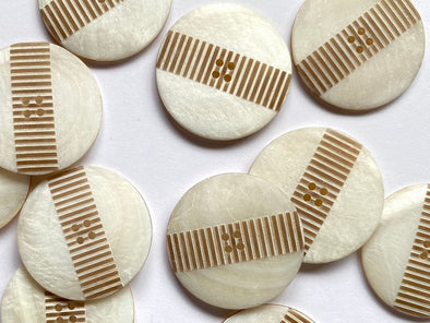 Shell Buttons with Brown Texture Detail