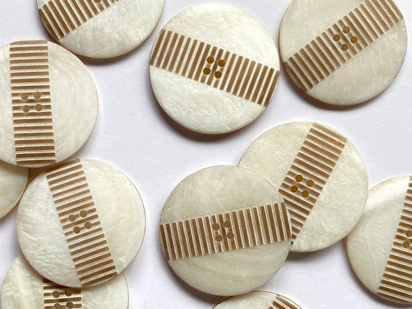 Shell Buttons with Brown Texture Detail