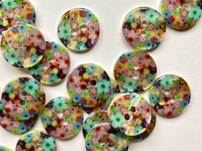 Glossy Floral Shell Button