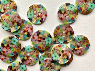 Glossy Floral Shell Button