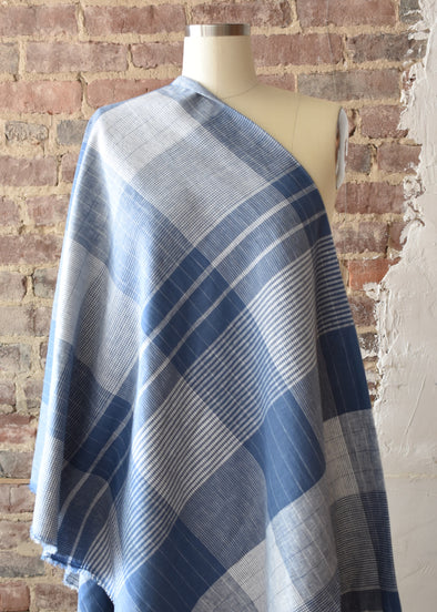 Utopia Linen Cotton Denim Check by the 1/4 yard