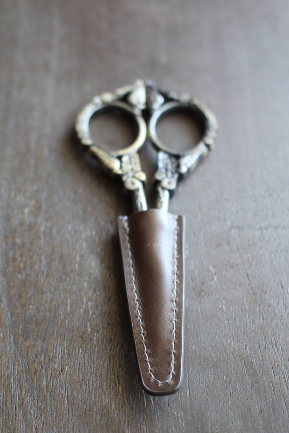 Embroidery Scissors with Leather Sheath