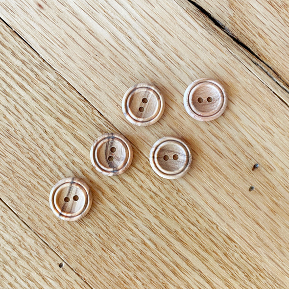 Double Rimmed Natural Wood Buttons